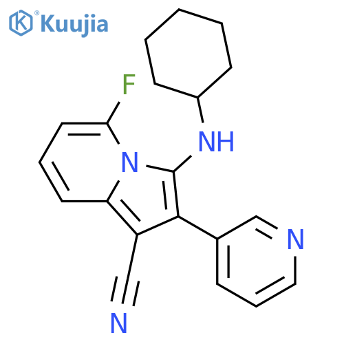 1-INDOLIZINECARBONITRILE, 3-(CYCLOHEXYLAMINO)-5-FLUORO-2-(3-PYRIDINYL)- structure