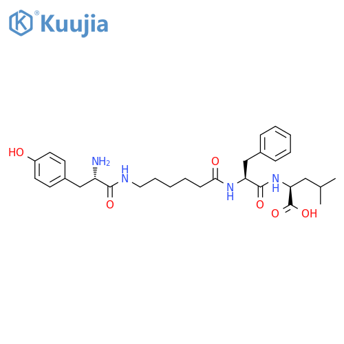 L-Leucine, N-[N-[6-[[2-amino-3-(4-hydroxyphenyl)-1-oxopropyl]amino]-1-oxohexyl]-L-phenylalanyl]-, (S)- (9CI) structure