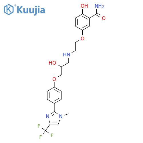 2-hydroxy-5-[2-[[2-hydroxy-3-[4-[1-methyl-4-(trifluoromethyl)imidazol-2-yl]phenoxy]propyl]amino]ethoxy]benzamide structure