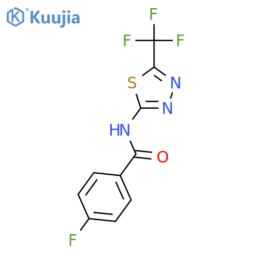 4-fluoro-N-[5-(trifluoromethyl)-1,3,4-thiadiazol-2-yl]benzamide structure