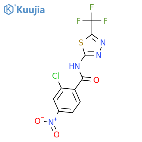 2-chloro-4-nitro-N-[5-(trifluoromethyl)-1,3,4-thiadiazol-2-yl]benzamide structure