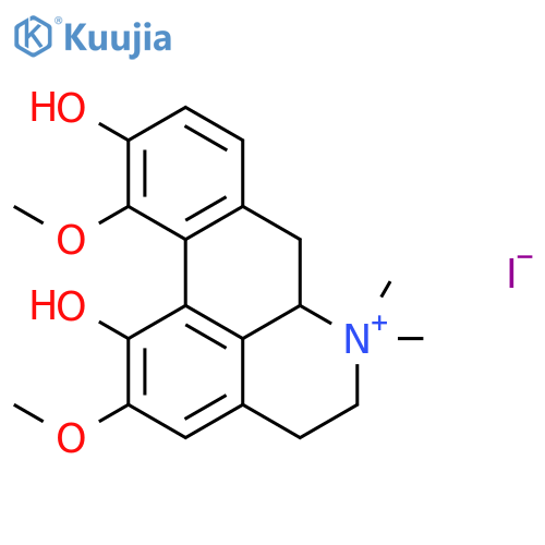 1,10-dihydroxy-2,11-dimethoxy-6,6-dimethyl-5,6,6a,7-tetrahydro-4H-dibenzo[de,g]quinolinium iodide structure