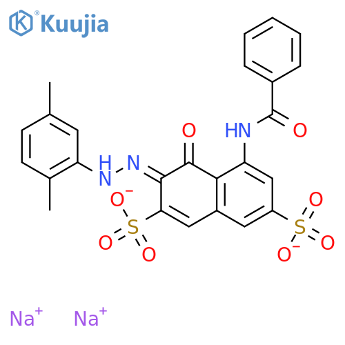 2,7-Naphthalenedisulfonicacid, 5-(benzoylamino)-3-[2-(2,5-dimethylphenyl)diazenyl]-4-hydroxy-, sodiumsalt (1:2) structure