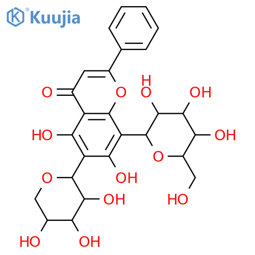 6-C-α-L-Arabinopyranosyl-8-C-β-D-glucopyranosyl-5,7-dihydroxyflavone structure