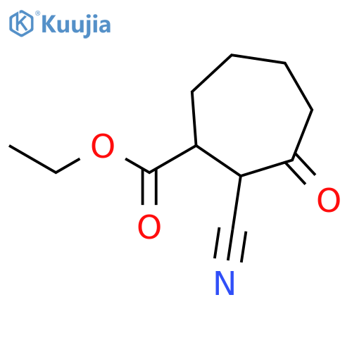 Ethyl 2-cyano-3-oxocycloheptane-1-carboxylate structure