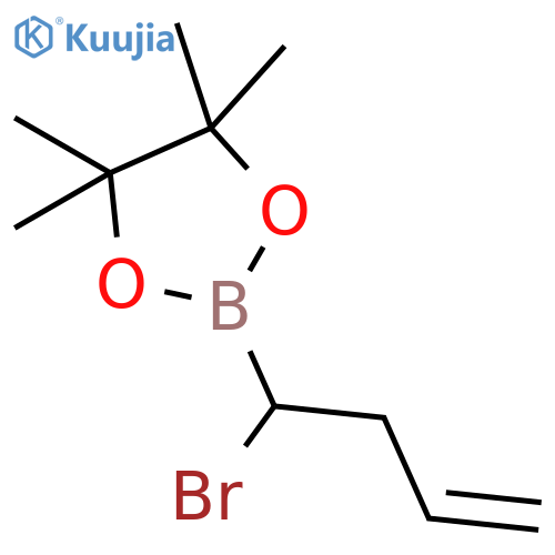 2-(1-bromobut-3-en-1-yl)-4,4,5,5-tetramethyl-1,3,2-dioxaborolane structure
