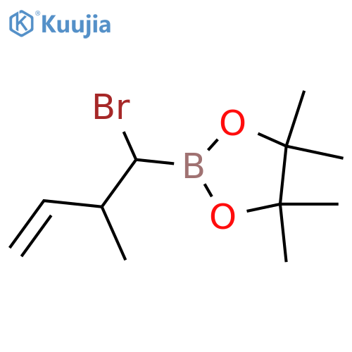 2-(1-bromo-2-methylbut-3-en-1-yl)-4,4,5,5-tetramethyl-1,3,2-dioxaborolane structure