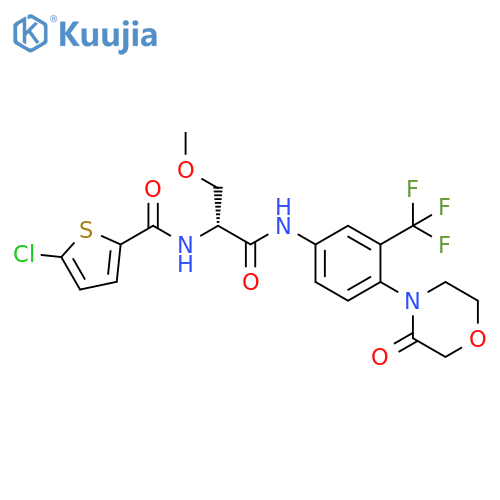 2-Thiophenecarboxamide,5-chloro-N-[(1R)-1-(methoxymethyl)-2-oxo-2-[[4-(3-oxo-4-morpholinyl)-3-(trifluoromethyl)phenyl]amino]ethyl]- structure