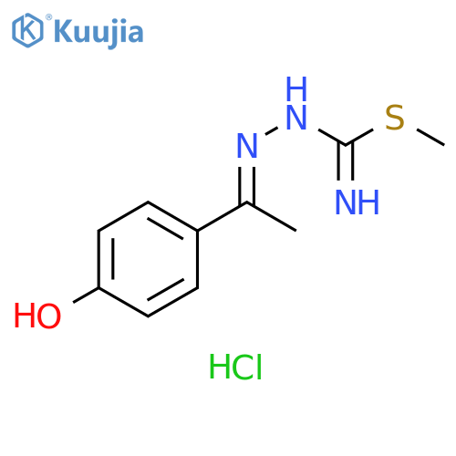 Hydrazinecarboximidothioic acid, 2-[1-(4-hydroxyphenyl)ethylidene]-, methyl ester, hydrochloride (1:1) structure