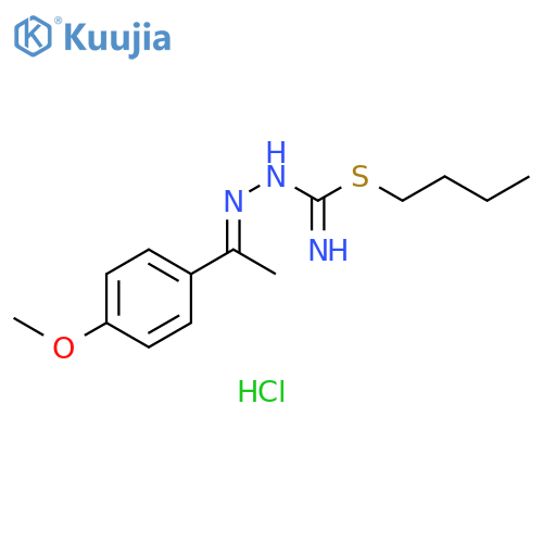 Hydrazinecarboximidothioic acid, 2-[1-(4-methoxyphenyl)ethylidene]-, butyl ester, hydrochloride (1:1) structure