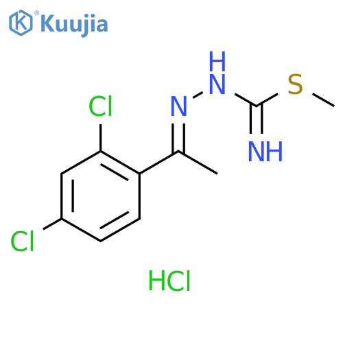Hydrazinecarboximidothioic acid, [1-(2,4-dichlorophenyl)ethylidene]-,methyl ester, monohydrochloride structure