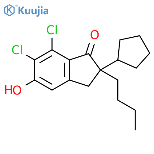 1H-Inden-1-one, 2-butyl-6,7-dichloro-2-cyclopentyl-2,3-dihydro-5-hydroxy- structure