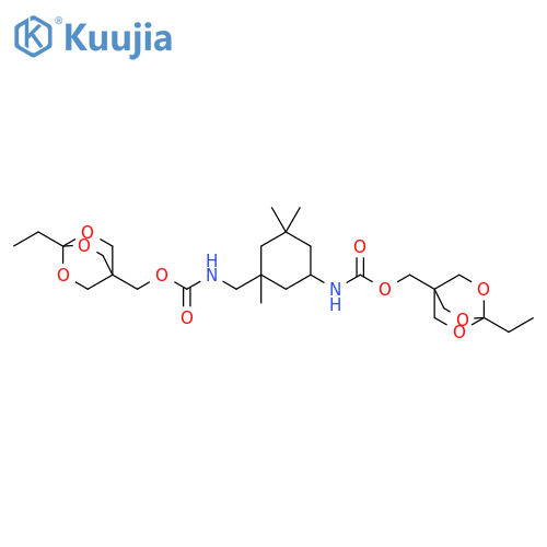 Carbamic acid,[3-[[[[(1-ethyl-2,6,7-trioxabicyclo[2.2.2]oct-4-yl)methoxy]carbonyl]amino]methyl]-3,5,5-trimethylcyclohexyl]-,(1-ethyl-2,6,7-trioxabicyclo[2.2.2]oct-4-yl)methyl ester structure