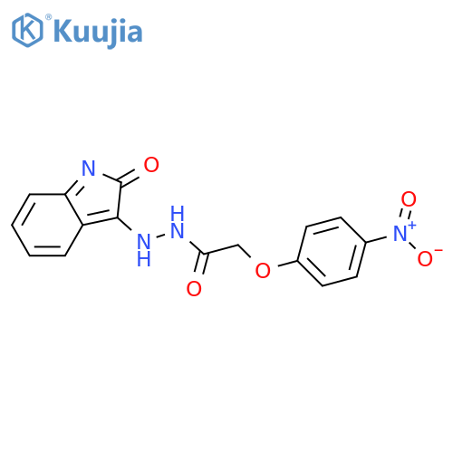 2-(4-nitrophenoxy)-N'-(2-oxoindol-3-yl)acetohydrazide structure