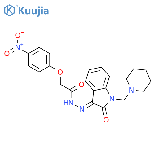 2-(4-nitrophenoxy)-N'-[(3E)-2-oxo-1-(piperidin-1-ylmethyl)-1,2-dihydro-3H-indol-3-ylidene]acetohydrazide structure