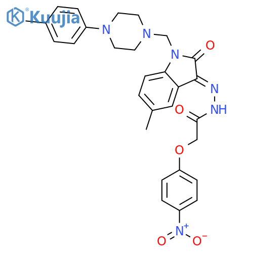 N'-[(3E)-5-methyl-1-{[4-(4-methylphenyl)piperazin-1-yl]methyl}-2-oxo-1,2-dihydro-3H-indol-3-ylidene]-2-(4-nitrophenoxy)acetohydrazide structure