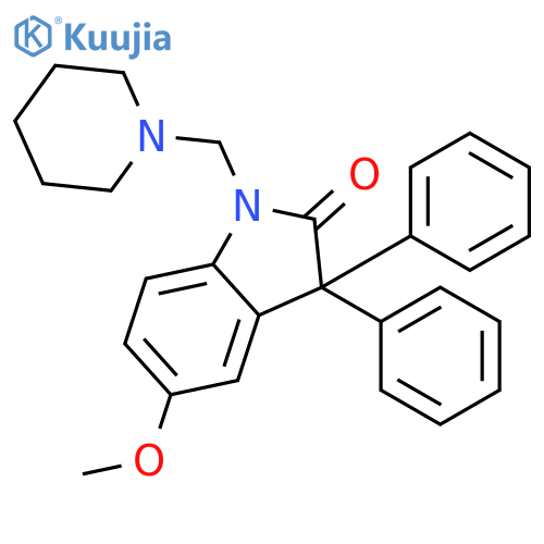 5-methoxy-3,3-diphenyl-1-(piperidin-1-ylmethyl)-1,3-dihydro-2H-indol-2-one structure
