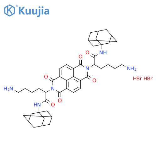 2,2'-(1,3,6,8-tetraoxo-1,3,6,8-tetrahydrobenzo[lmn][3,8]phenanthroline-2,7-diyl)bis[6-amino-N-(tricyclo[3.3.1.1~3,7~]dec-1-yl)hexanamide] dihydrobromide structure