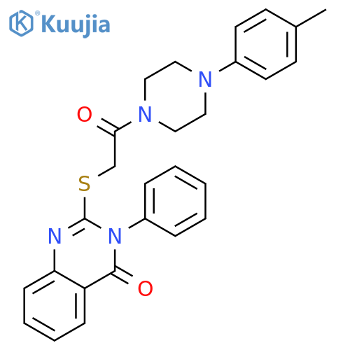 2-({2-[4-(4-methylphenyl)piperazin-1-yl]-2-oxoethyl}sulfanyl)-3-phenylquinazolin-4(3H)-one structure