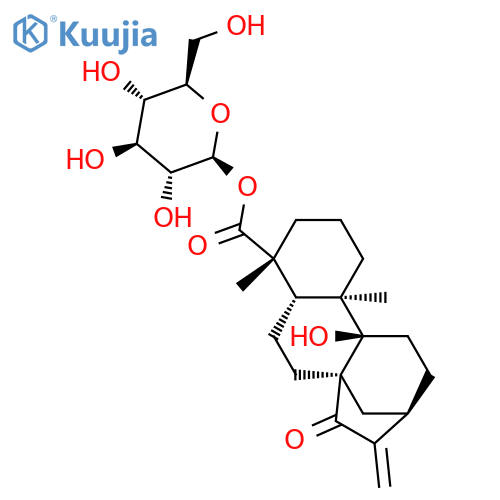 ent-9-Hydroxy-15-oxo-16-kauren-19-oic acid beta-D-glucopyranosyl ester structure