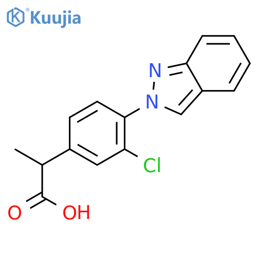 2-[3-chloro-4-(2H-indazol-2-yl)phenyl]propanoic acid structure