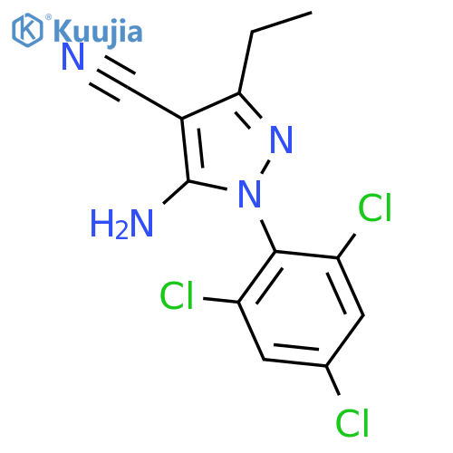 1H-Pyrazole-4-carbonitrile, 5-amino-3-ethyl-1-(2,4,6-trichlorophenyl)- structure