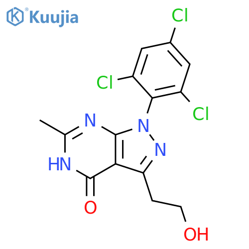 4H-Pyrazolo[3,4-d]pyrimidin-4-one,1,5-dihydro-3-(2-hydroxyethyl)-6-methyl-1-(2,4,6-trichlorophenyl)- structure
