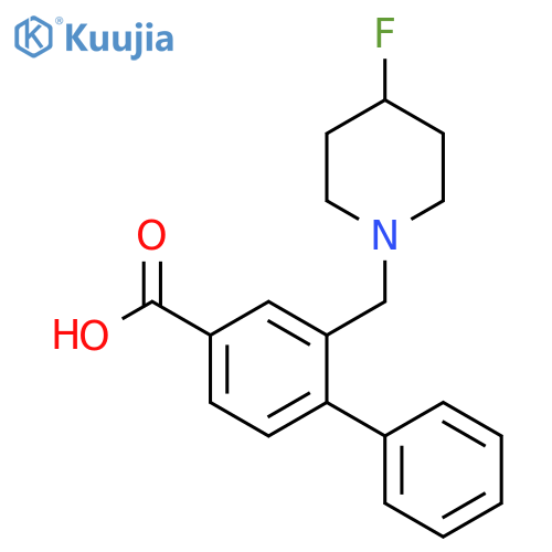 [1,1'-Biphenyl]-4-carboxylic acid, 2-[(4-fluoro-1-piperidinyl)methyl]- structure