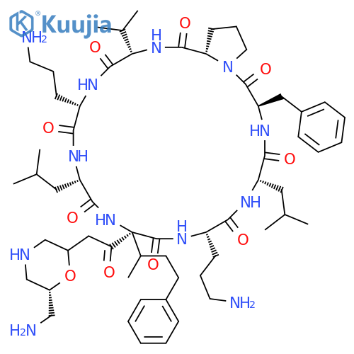 CYCLO[(2S,6R)-6-(AMINOMETHYL)-4-(PHENYLMETHYL)-2-MORPHOLINEACETYL-L-VALYL-L-ORNITHYL-L-LEUCYL-D-PHENYLALANYL-L-PROLYL-L-VALYL-L-ORNITHYL-L-LEUCYL] structure