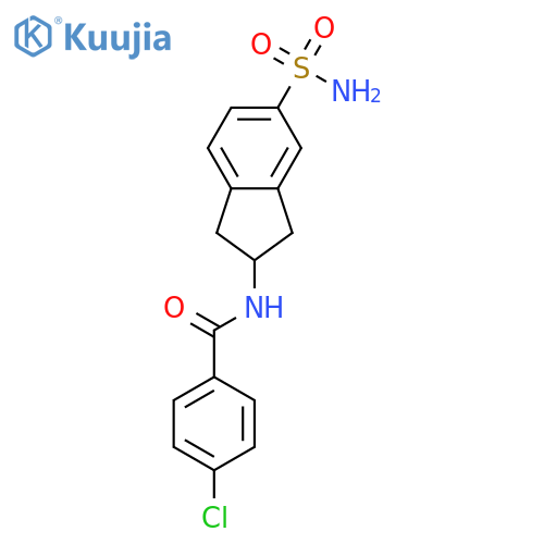 Benzamide, N-[5-(aminosulfonyl)-2,3-dihydro-1H-inden-2-yl]-4-chloro- structure