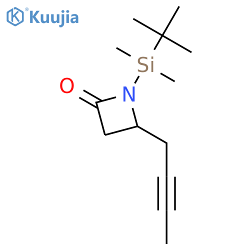 2-Azetidinone, 4-(2-butynyl)-1-[(1,1-dimethylethyl)dimethylsilyl]- structure