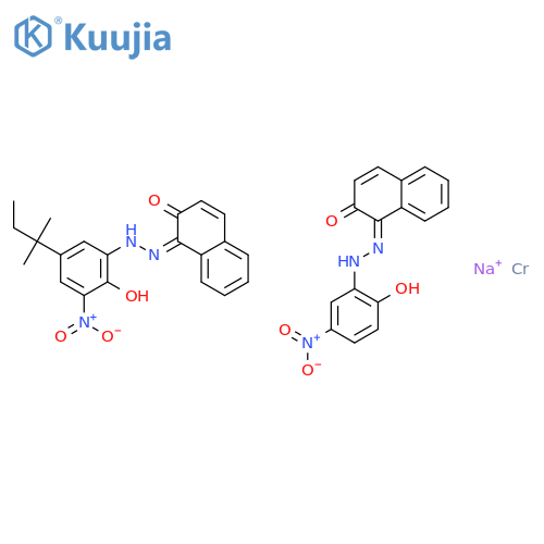 sodium [1-[(2-hydroxy-3-nitro-5-tert-pentylphenyl)azo]-2-naphtholato(2-)][1-[(2-hydroxy-5-nitrophenyl)azo]-2-naphtholato(2-)]chromate(1-) structure