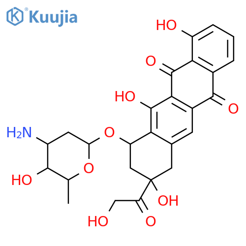 5,12-Naphthacenedione,10-[(3-amino-2,3,6-trideoxy-a-L-lyxo-hexopyranosyl)oxy]-7,8,9,10-tetrahydro-1,8,11-trihydroxy-8-(hydroxyacetyl)-,(8S,10S)- (9CI) structure