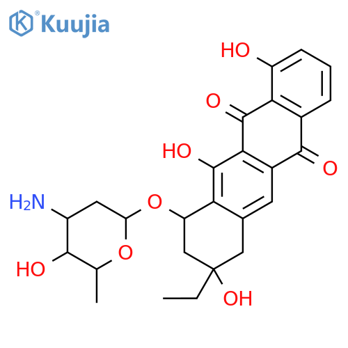 3-ethyl-3,10,12-trihydroxy-6,11-dioxo-1,2,3,4,6,11-hexahydrotetracen-1-yl 3-amino-2,3,6-trideoxyhexopyranoside structure
