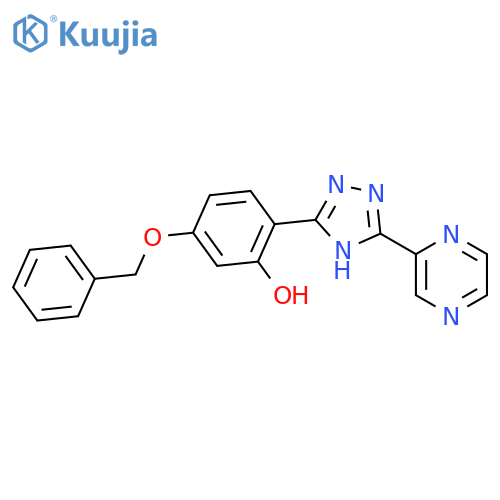 PHENOL, 5-(PHENYLMETHOXY)-2-(5-PYRAZINYL-1H-1,2,4-TRIAZOL-3-YL)- structure