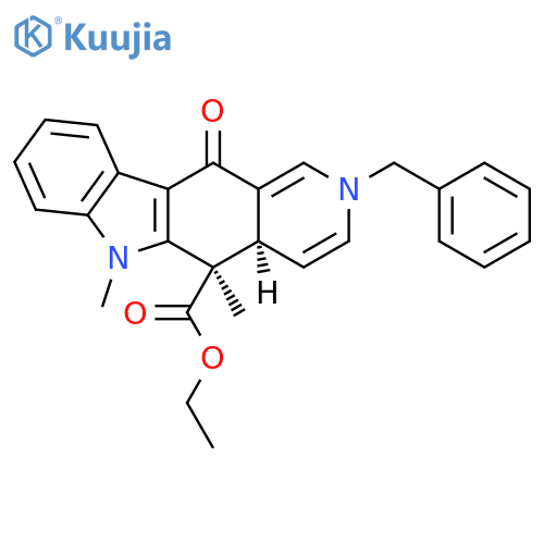 2H-Pyrido[4,3-b]carbazole-5-carboxylic acid, 4a,5,6,11-tetrahydro-5,6-dimethyl-11-oxo-2-(phenylmethyl)-, ethyl ester, (4aR,5R)-rel- structure