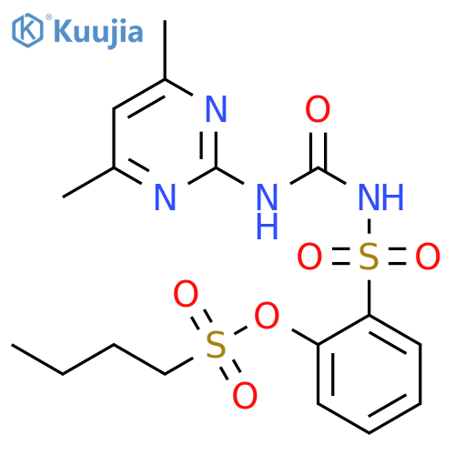 1-Butanesulfonic acid, 2-[[[[(4,6-dimethyl-2-pyrimidinyl)amino]carbonyl]amino]sulfonyl]phenyl ester structure