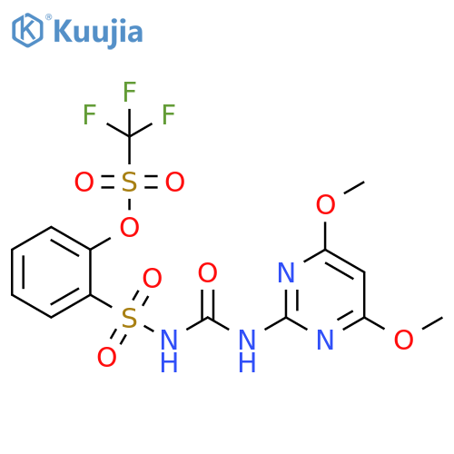 Methanesulfonic acid, trifluoro-,2-[[[[(4,6-dimethoxy-2-pyrimidinyl)amino]carbonyl]amino]sulfonyl]phenylester structure