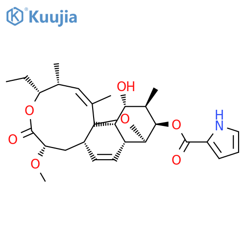 1H-Pyrrole-2-carboxylicacid,(3R,4R,7S,8aS,10aR,11R,12R,13R,14R,14aS,14bS)-4-ethyl-3,4,6,7,8,8a,10a,11,12,13,14,14a-dodecahydro-14-hydroxy-7-methoxy-1,3,13-trimethyl-6-oxo-11,14b-epoxy(1E)-14bH-naphth[2,1-e]oxecin-12-ylester structure