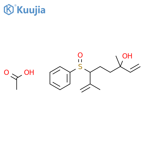 1,7-OCTADIEN-3-OL, 3,7-DIMETHYL-6-(PHENYLSULFINYL)-, ACETATE structure