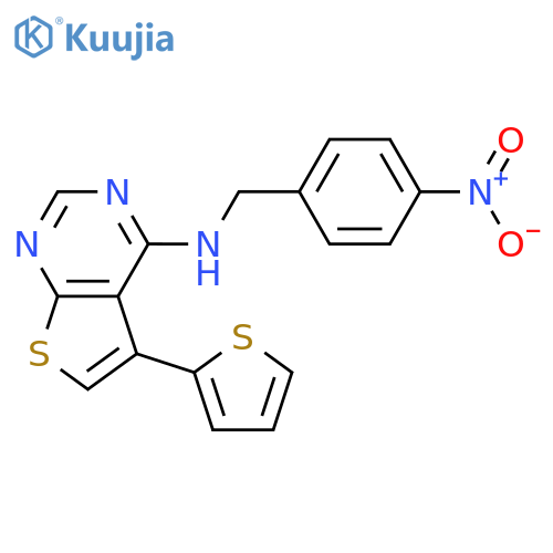 THIENO[2,3-D]PYRIMIDIN-4-AMINE, N-[(4-NITROPHENYL)METHYL]-5-(2-THIENYL)- structure
