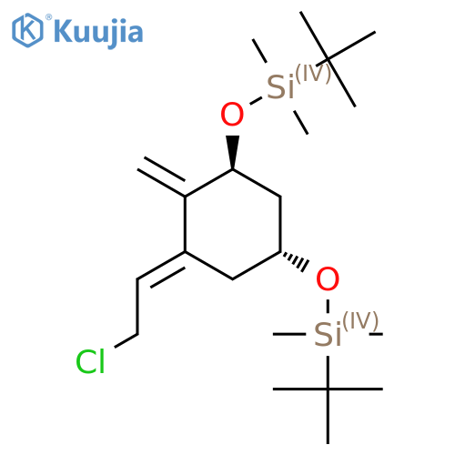 tert-butyl-[(1R,3S,5E)-3-[tert-butyl(dimethyl)silyl]oxy-5-(2-chloroethylidene)-4-methylidenecyclohexyl]oxy-dimethylsilane structure