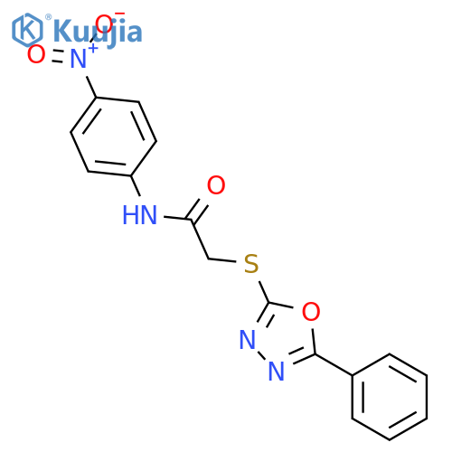 N-(4-Nitro-phenyl)-2-(5-phenyl-[1,3,4]oxadiazol-2-ylsulfanyl)-acetamide structure