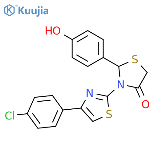 4-THIAZOLIDINONE, 3-[4-(4-CHLOROPHENYL)-2-THIAZOLYL]-2-(4-HYDROXYPHENYL)- structure