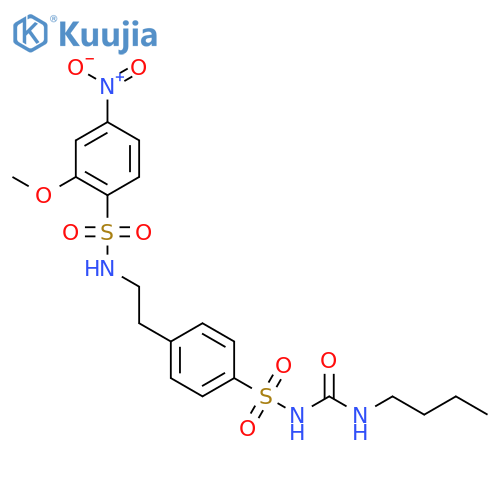 N-(2-{4-[(butylcarbamoyl)sulfamoyl]phenyl}ethyl)-2-methoxy-4-nitrobenzenesulfonamide structure