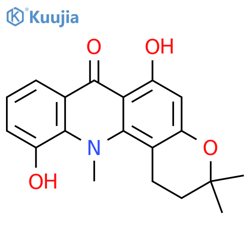 7H-Pyrano[2,3-c]acridin-7-one,1,2,3,12-tetrahydro-6,11-dihydroxy-3,3,12-trimethyl- structure