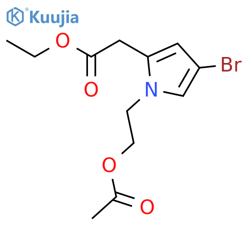 Ethyl {1-[2-(acetyloxy)ethyl]-4-bromo-1H-pyrrol-2-yl}acetate structure