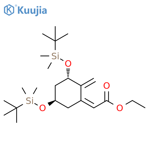 Acetic acid, 2-[(3S,5R)-3,5-bis[[(1,1-dimethylethyl)dimethylsilyl]oxy]-2-methylenecyclohexylidene]-, ethyl ester, (2Z)- structure
