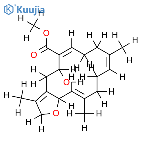 methyl (1Z,2S,3E,7E,11Z,13R)-2,16-epoxy-13-hydroxycembra-1(15),3,7,11-tetraen-20-oate structure