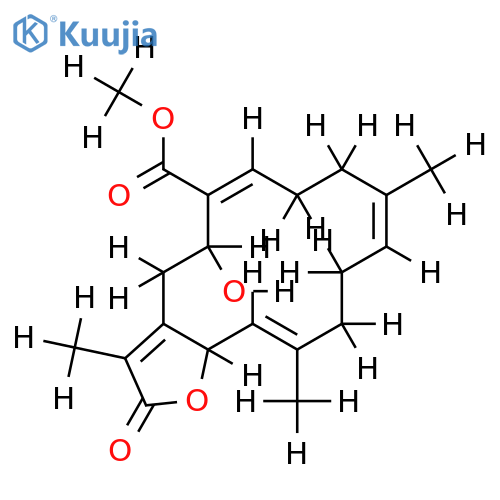 methyl (1Z,2S,3E,7E,11Z,13R)-2,16-epoxy-13-hydroxy-16-oxocembra-1(15),3,7,11-tetraen-20-oate structure